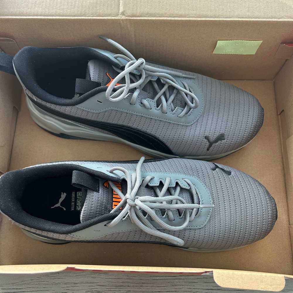 BRAND NEW Puma Gray and Orange Sneakers with Textured Upper